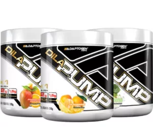 Acabando com o mito da Vasodilatação 1 três potes de dila pumb, com Dila Pump de tangerina ao centro