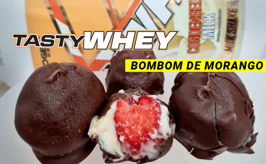 Bombom de Morango com Tasty Whey Bombom de Morango com Tasty Whey