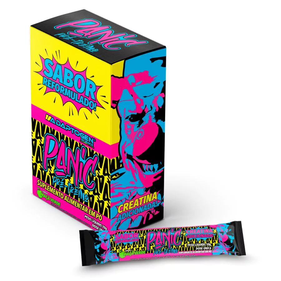 Panic Pré-treino Pack com 20 Sachês de 10g Maçã Verde
