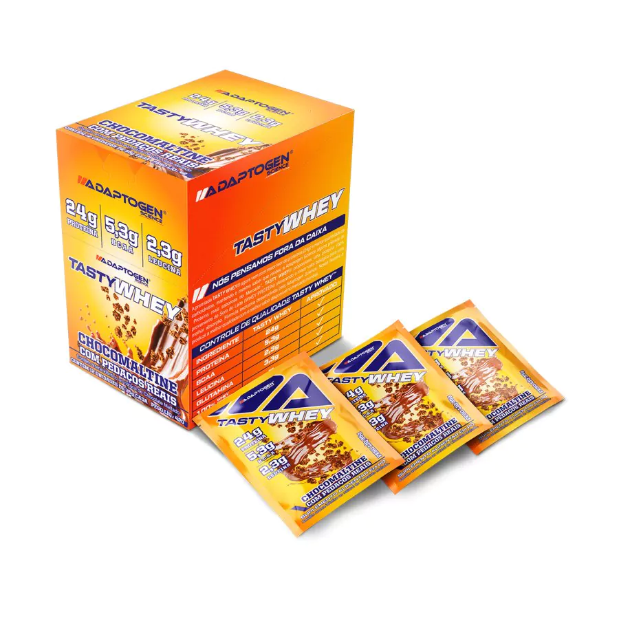 Tasty Whey 3w Gourmet Pack com 12 sachês de 34g Chocomaltine