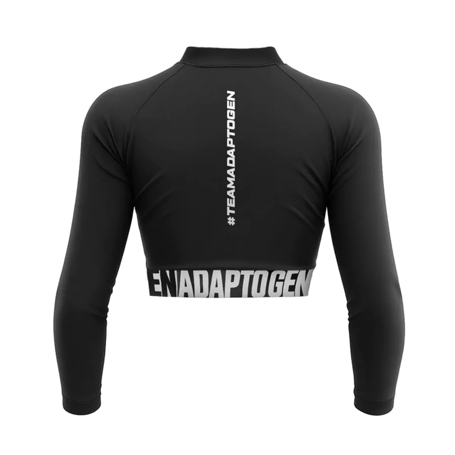 Cropped Adaptogen Elastic Manga Longa Preto