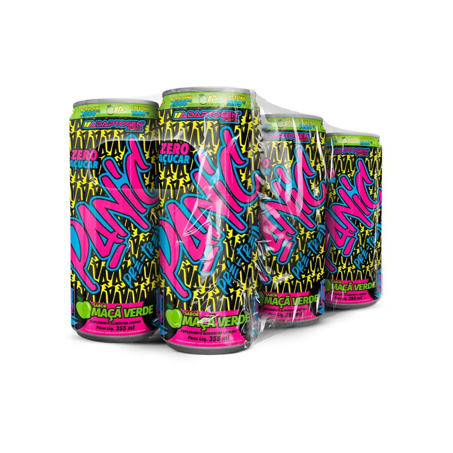 Panic Pré Treino Drink Maçã Verde 355ML Pack com 6