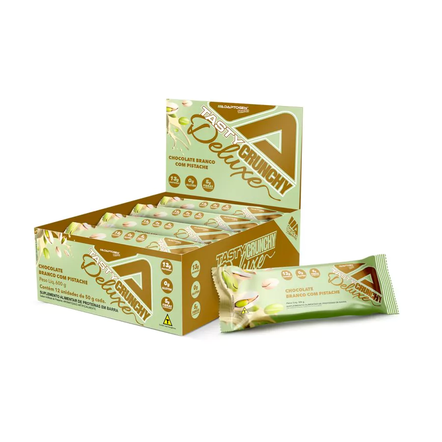 Tasty Crunchy Deluxe Chocolate Branco com Pistache 50G CX12