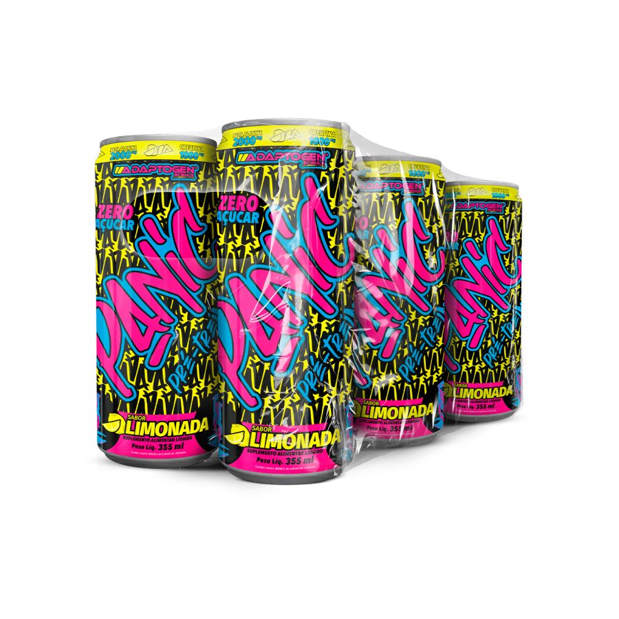 Panic Pré Treino Drink Limonada 355ML Pack com 6