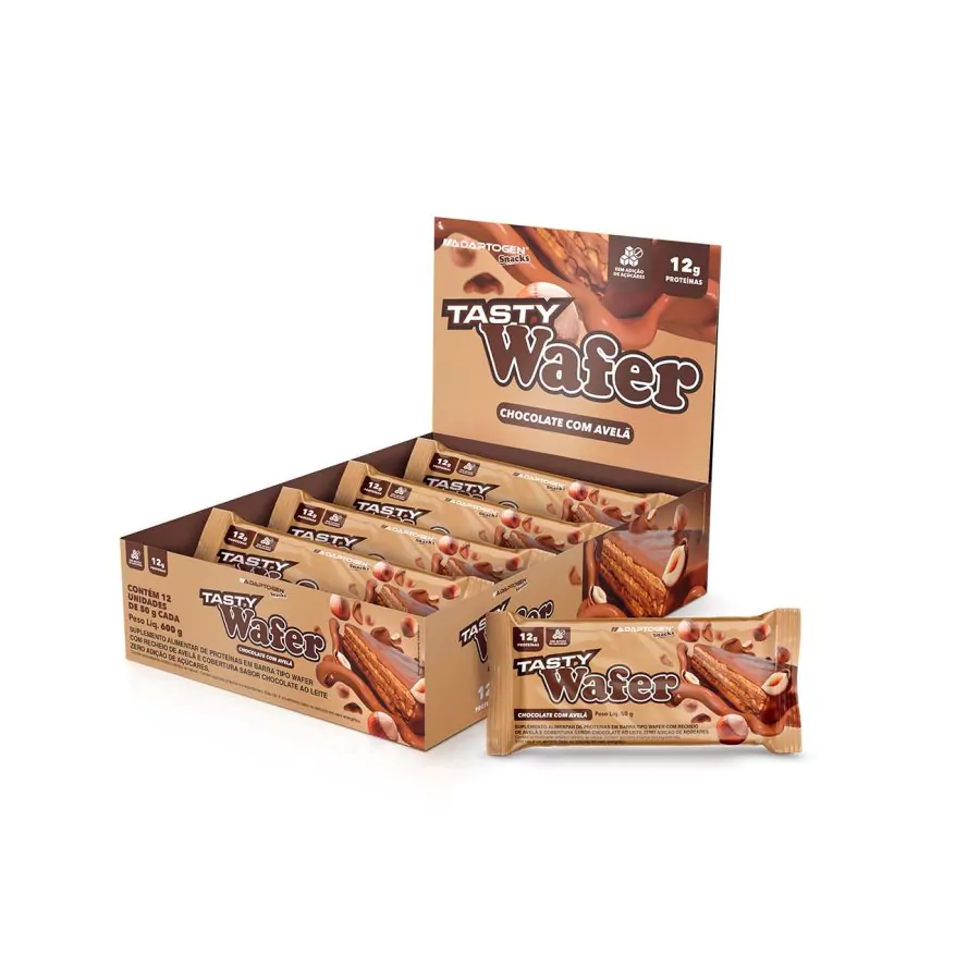 Tasty Wafer Chocolate com Avelã 50G CX12