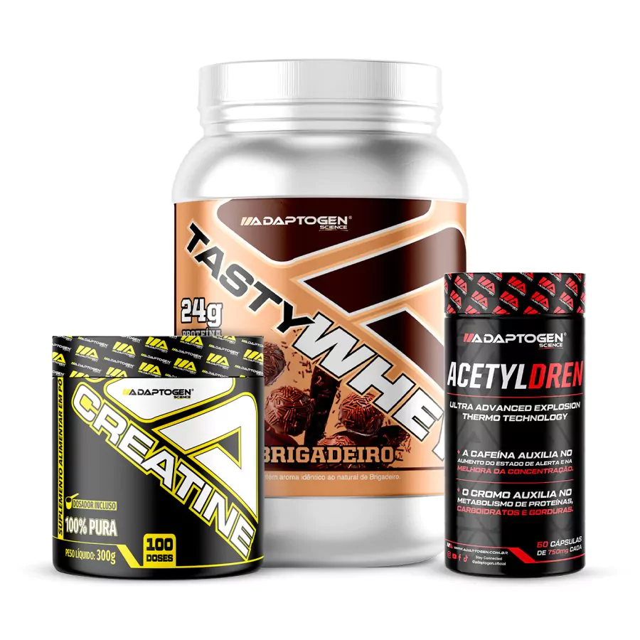 Combo Tasty Whey + Creatina Platinum 300g + Acetyl Dren