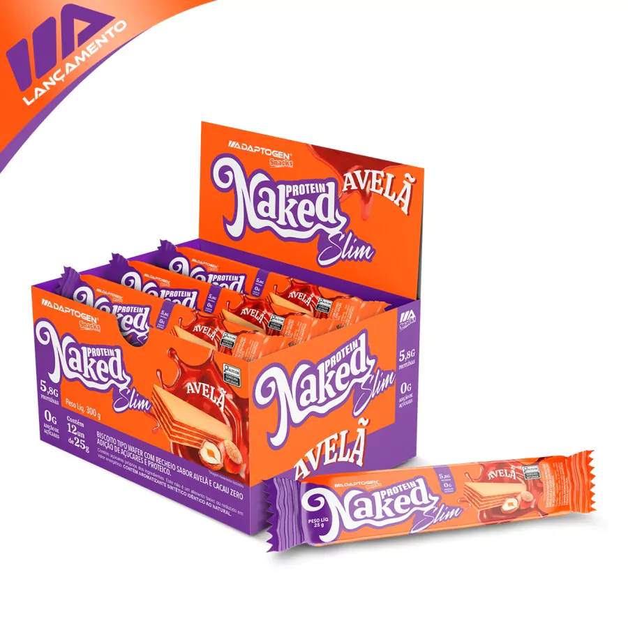 Naked Protein Slim Avelã Cx com 12 unidades de 25g