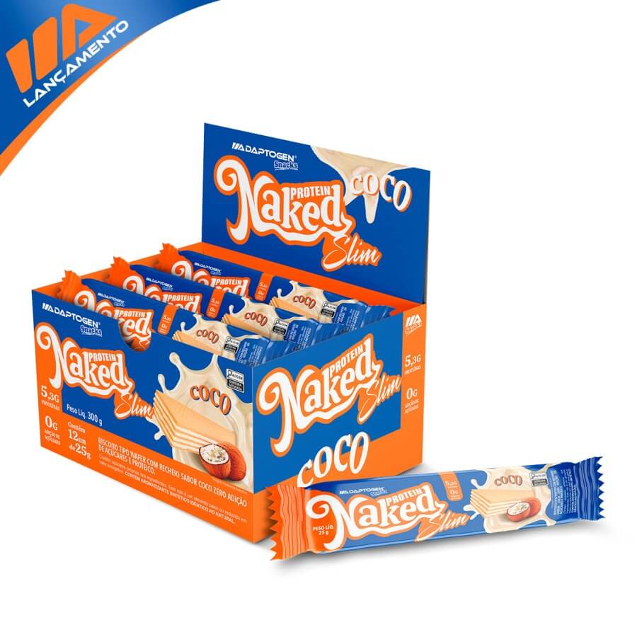 Naked Protein Slim Coco Cx com 12 unidades de 25g