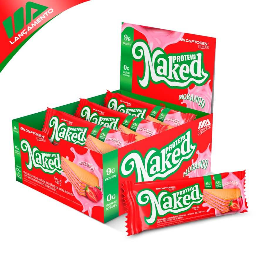 Naked Protein Morango Cx com 12 unidades de 40g