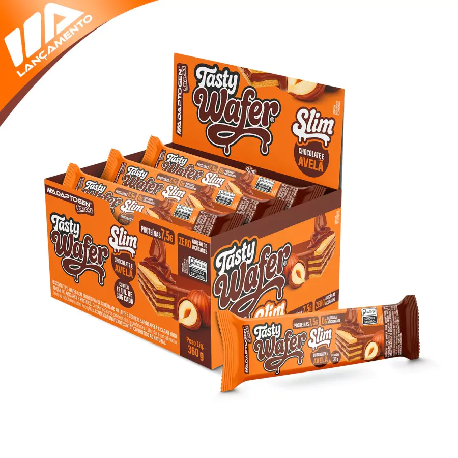 Tasty Wafer Slim Chocolate com Avelã 30G CX12
