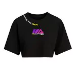 Cropped Oversized Preto Holográfica Pink