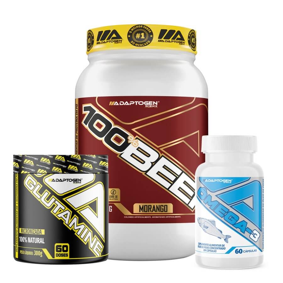 Combo Pai que Está Voltando à Ativa 100% Beef + Ômega-3 + Glutamina Platinum Series 300g