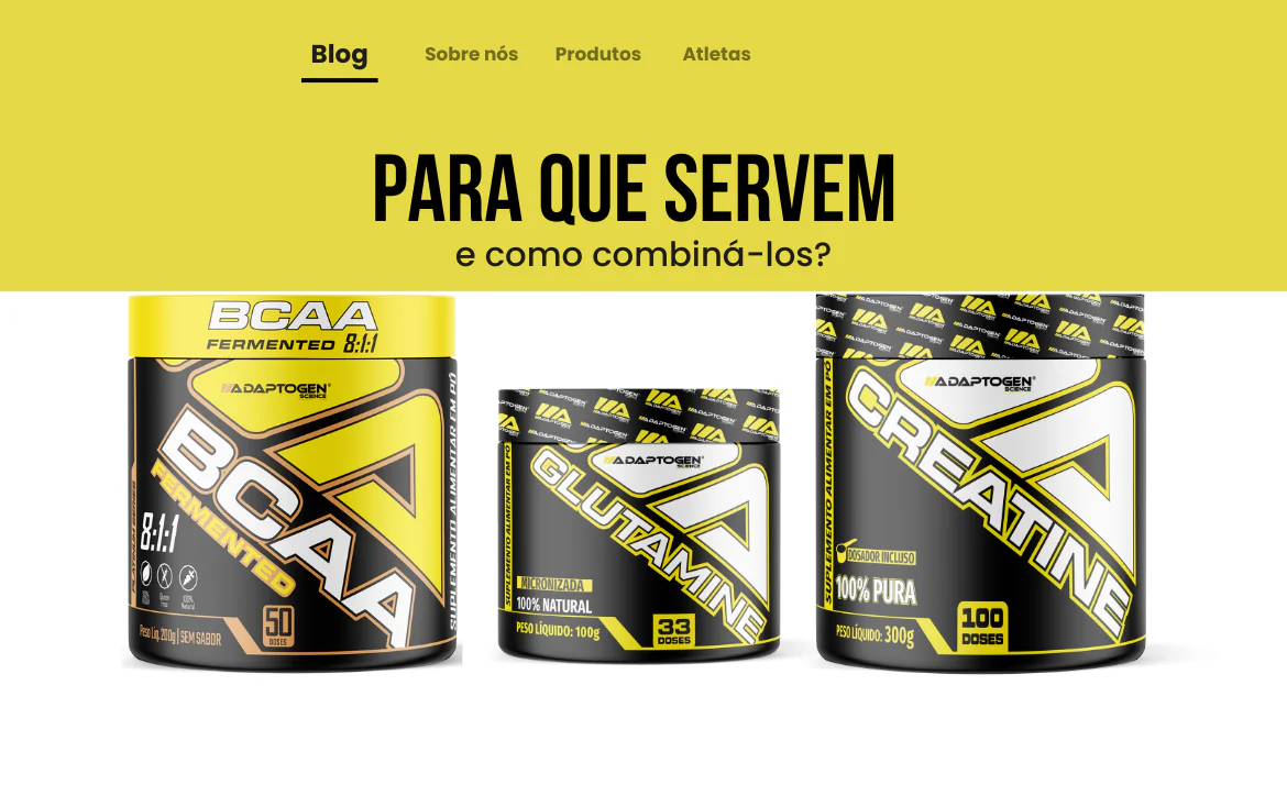 BCAA, GLUTAMINA E CREATINA: A combinação perfeita para máximo desempenho.