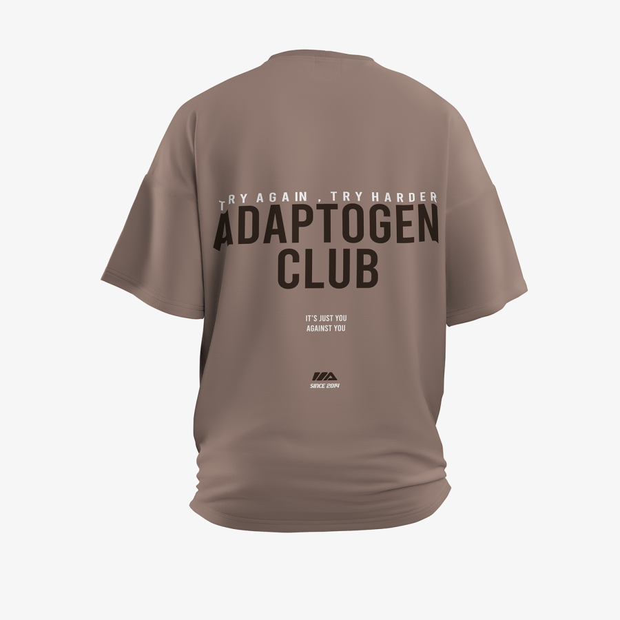 Camiseta Adaptogen Oversized Try Again Marrom