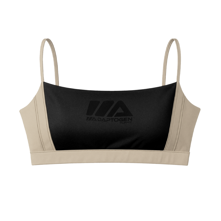 Top Alça Fina Mocha Mesclado com Preto