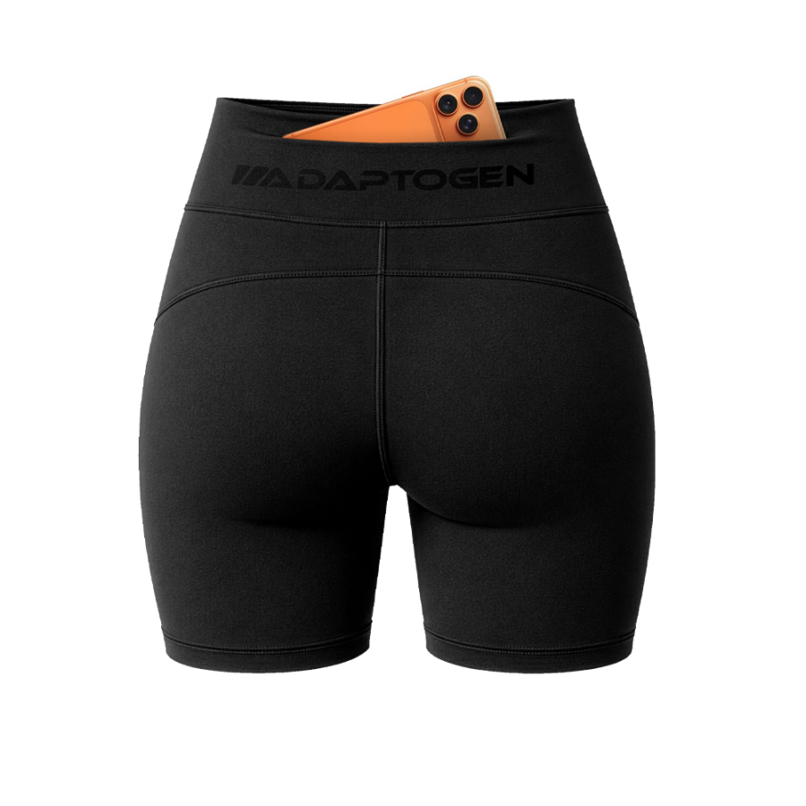 Short Preto Feminino Adaptogen Poliamida com Bolso Atrás