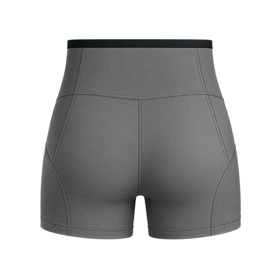 Short Feminino Cinza com Cós Preto