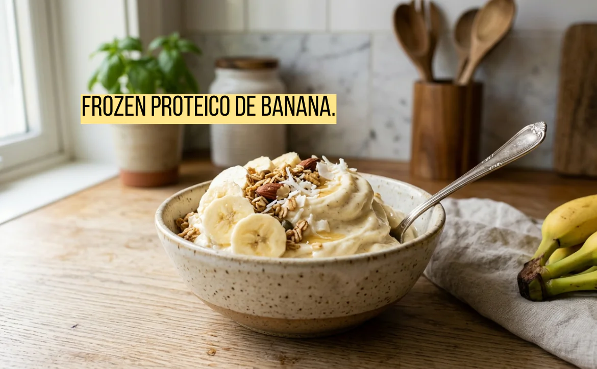 Receita: Frozen iogurte de banana e mel (High Protein)